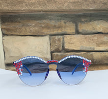 Load image into Gallery viewer, UB Designer Jeweled “Americana” Fashion Sunglasses