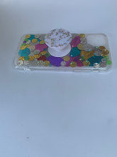 Load image into Gallery viewer, UB Designer Iphone 11 “Mardi Gras on Mars” TPU soft phone case with glitter pop socket
