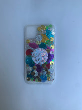 Load image into Gallery viewer, UB Designer Iphone 11 “Mardi Gras on Mars” TPU soft phone case with glitter pop socket
